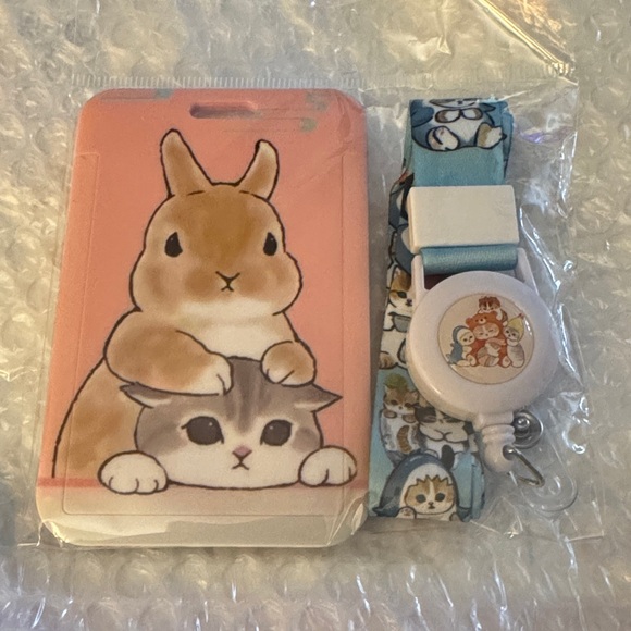 Pink and Blue Bunny Cat ID Holder - Picture 1 of 1